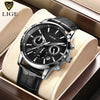 Mens Watches LIGE Top Brand Luxury Leather Casual Quartz Watch