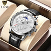 Mens Watches LIGE Top Brand Luxury Leather Casual Quartz Watch