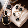 6PCS Set Women Fashion  Cute Cat Dial Luxury Ladies Leather Wrist Watch